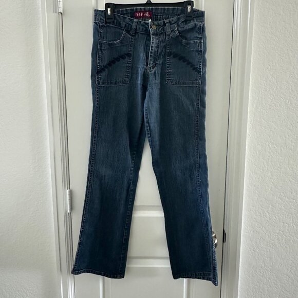 Vintage Y&F Womens High-Waisted Denim Jeans Size 11/12 With Embroidered Details - Picture 1 of 8